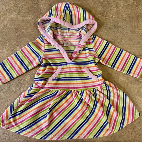 Gymboree, Toddler 12-18M Multicolor Striped Dress with Pink Buttons - Picture 1 of 7